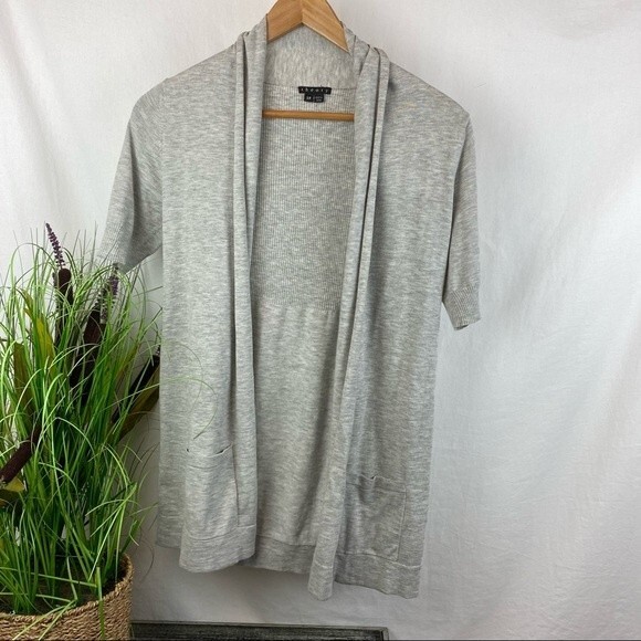 Theory Gray Open Front Short Sleeve Light Weight Sweater S - Picture 2 of 7